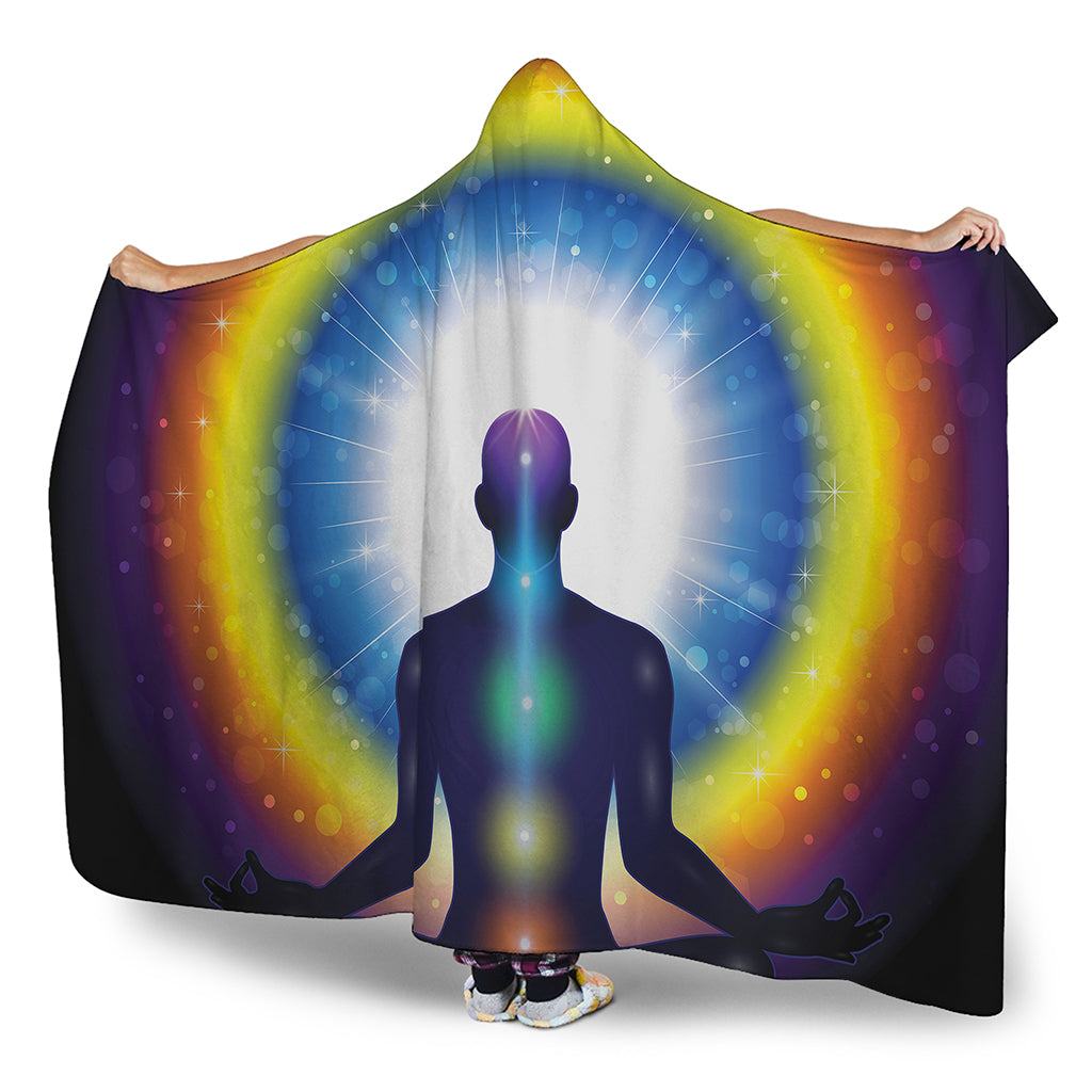 Light Of Seven Chakras Print Hooded Blanket