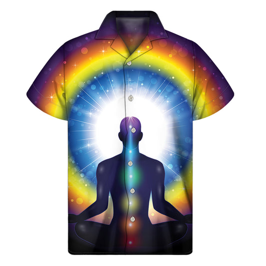 Light Of Seven Chakras Print Men's Short Sleeve Shirt