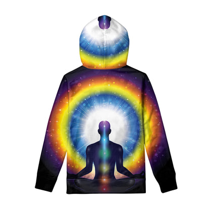 Light Of Seven Chakras Print Pullover Hoodie