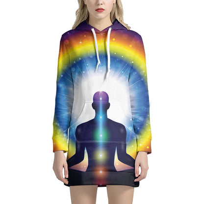 Light Of Seven Chakras Print Pullover Hoodie Dress
