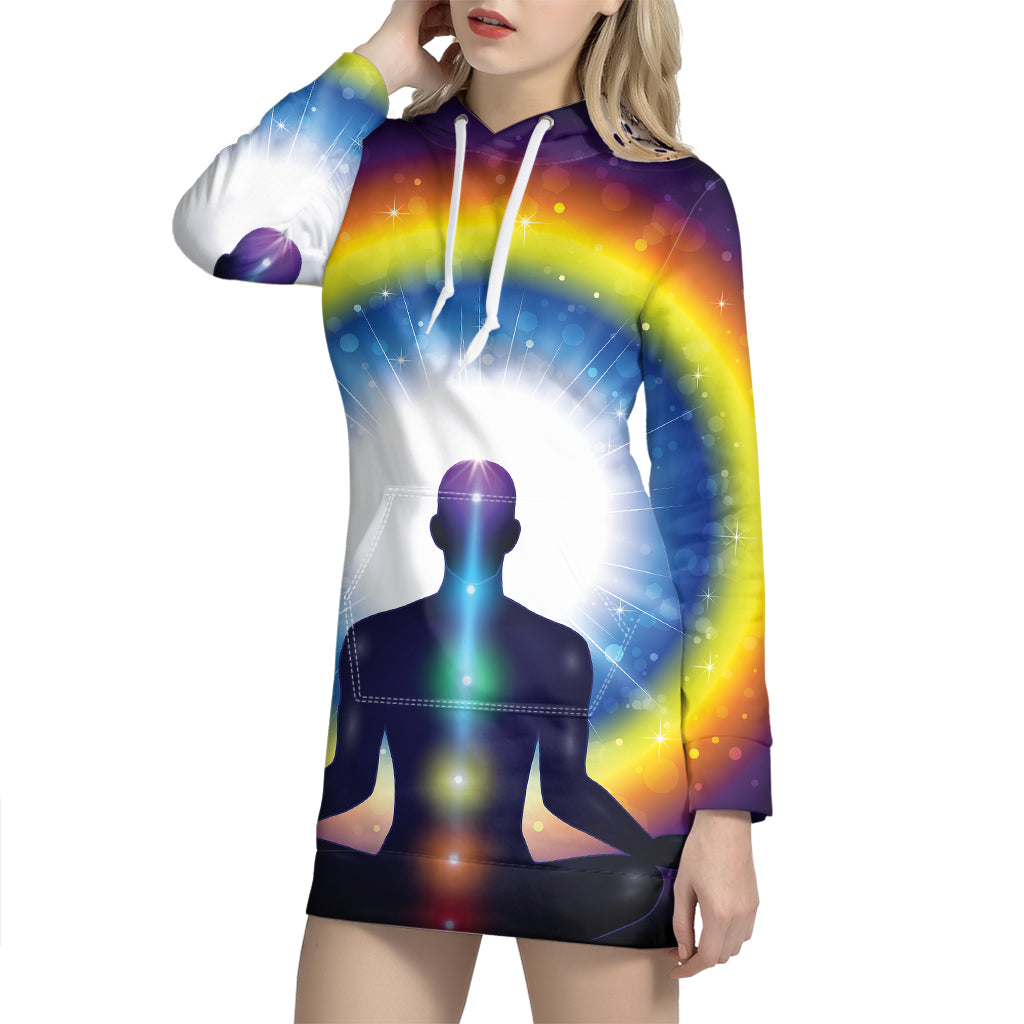 Light Of Seven Chakras Print Pullover Hoodie Dress