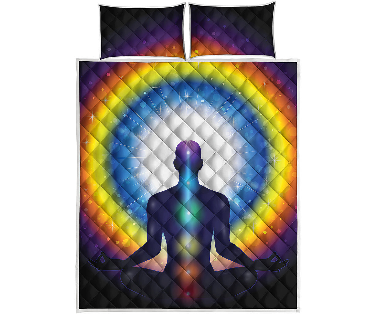 Light Of Seven Chakras Print Quilt Bed Set