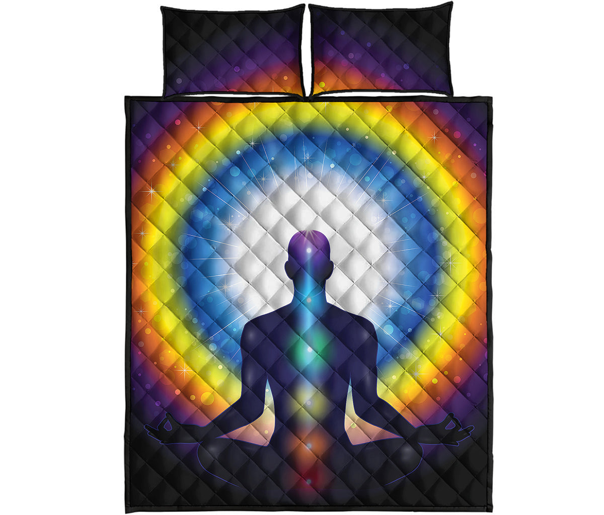 Light Of Seven Chakras Print Quilt Bed Set