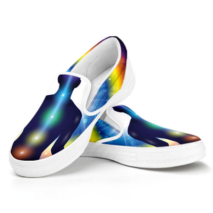 Light Of Seven Chakras Print White Slip On Shoes