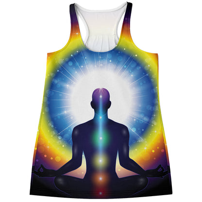 Light Of Seven Chakras Print Women's Racerback Tank Top