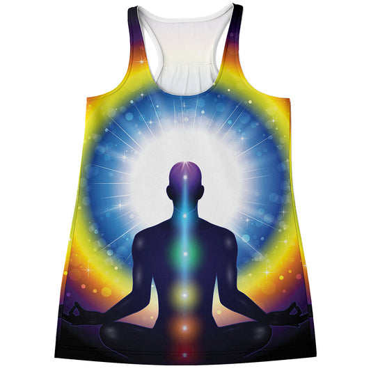 Light Of Seven Chakras Print Women's Racerback Tank Top