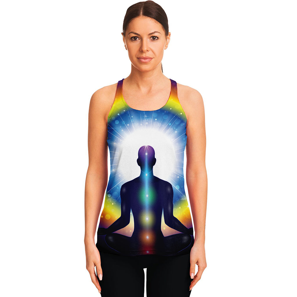 Light Of Seven Chakras Print Women's Racerback Tank Top