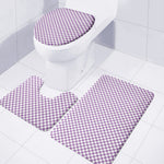 Light Purple And White Checkered Print 3 Piece Bath Mat Set