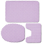 Light Purple And White Checkered Print 3 Piece Bath Mat Set