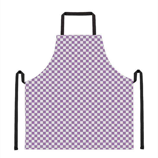 Light Purple And White Checkered Print Apron