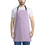 Light Purple And White Checkered Print Apron
