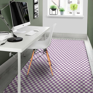 Light Purple And White Checkered Print Area Rug