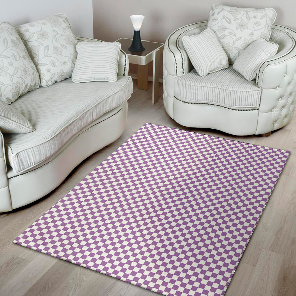 Light Purple And White Checkered Print Area Rug