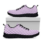 Light Purple And White Checkered Print Black Sneakers