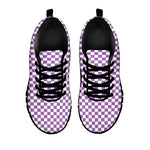 Light Purple And White Checkered Print Black Sneakers