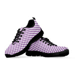 Light Purple And White Checkered Print Black Sneakers