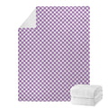 Light Purple And White Checkered Print Blanket