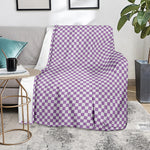 Light Purple And White Checkered Print Blanket