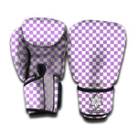 Light Purple And White Checkered Print Boxing Gloves