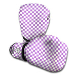 Light Purple And White Checkered Print Boxing Gloves