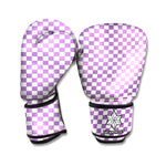 Light Purple And White Checkered Print Boxing Gloves