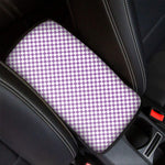 Light Purple And White Checkered Print Car Center Console Cover
