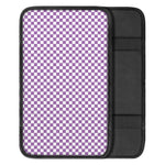 Light Purple And White Checkered Print Car Center Console Cover