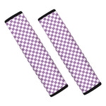Light Purple And White Checkered Print Car Seat Belt Covers