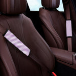 Light Purple And White Checkered Print Car Seat Belt Covers