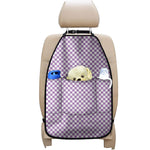 Light Purple And White Checkered Print Car Seat Organizers