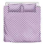 Light Purple And White Checkered Print Duvet Cover Bedding Set