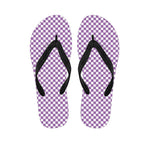 Light Purple And White Checkered Print Flip Flops