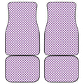 Light Purple And White Checkered Print Front and Back Car Floor Mats