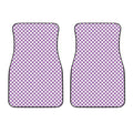 Light Purple And White Checkered Print Front Car Floor Mats