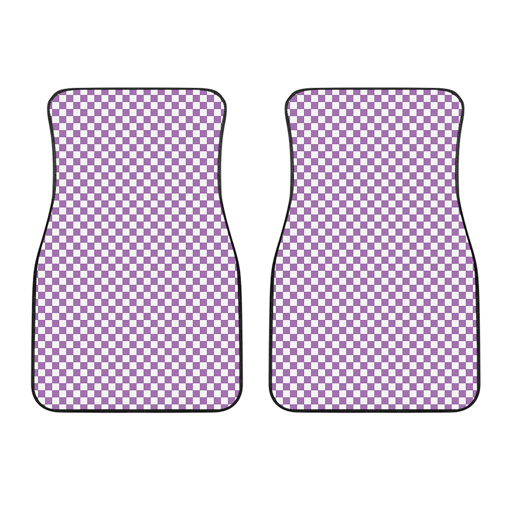 Light Purple And White Checkered Print Front Car Floor Mats