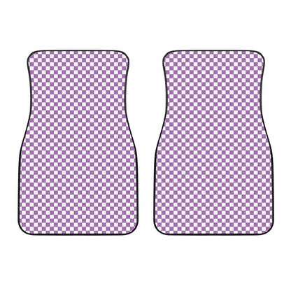 Light Purple And White Checkered Print Front Car Floor Mats