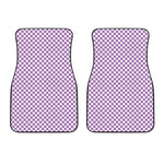 Light Purple And White Checkered Print Front Car Floor Mats