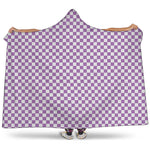 Light Purple And White Checkered Print Hooded Blanket