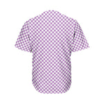 Light Purple And White Checkered Print Men's Baseball Jersey