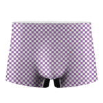 Light Purple And White Checkered Print Men's Boxer Briefs
