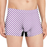 Light Purple And White Checkered Print Men's Boxer Briefs