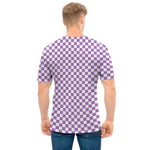 Light Purple And White Checkered Print Men's T-Shirt