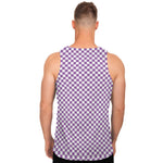 Light Purple And White Checkered Print Men's Tank Top