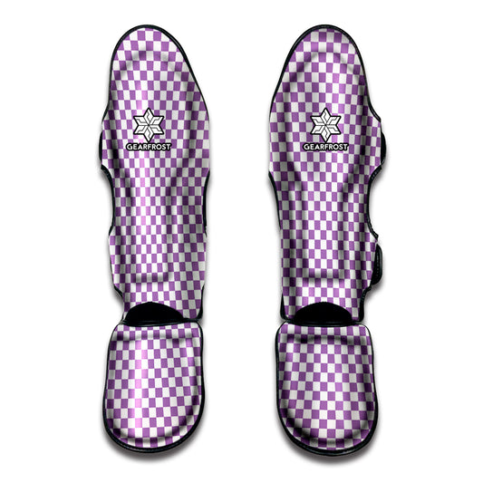 Light Purple And White Checkered Print Muay Thai Shin Guard