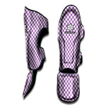 Light Purple And White Checkered Print Muay Thai Shin Guard