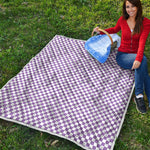 Light Purple And White Checkered Print Quilt