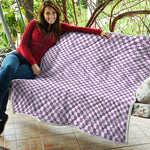 Light Purple And White Checkered Print Quilt