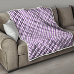 Light Purple And White Checkered Print Quilt