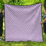Light Purple And White Checkered Print Quilt