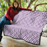 Light Purple And White Checkered Print Quilt